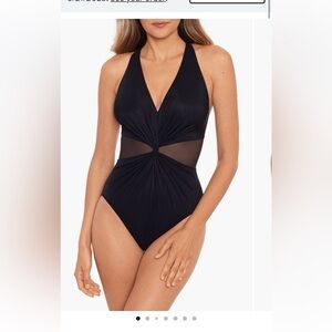 Miraclesuit Black Twist-Front Halter One-Piece Swimsuit